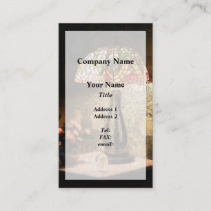 Stained Glass Lamp and Vase of Flowers Business Card