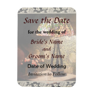 Stained Glass Lamp and Vase of Flowers Save Date Magnet
