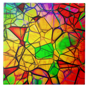 Stained Glass Large (6" X 6") Ceramic Photo Tile