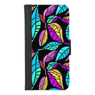 Stained Glass Leaves Design iPhone 8/7 Wallet Case