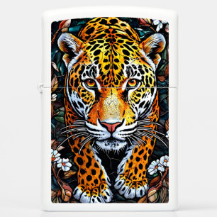 Stained glass leopard zippo lighter