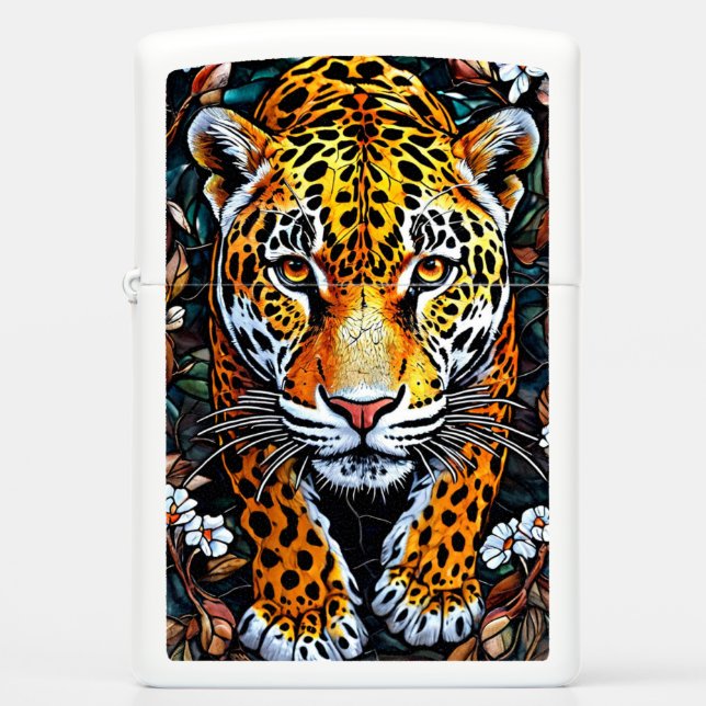 Stained glass leopard zippo lighter (Front)