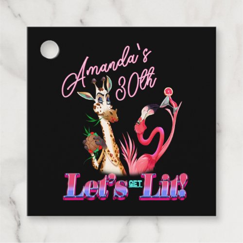 Stained Glass  Lets Get Lit Cocktail  Birthday  Favor Tags