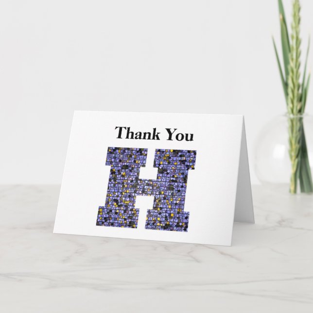 Stained Glass Letter H Wedding Gift Thank You Card (Front)