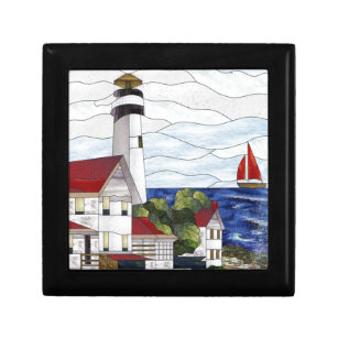 Stained glass lighthouse gift box