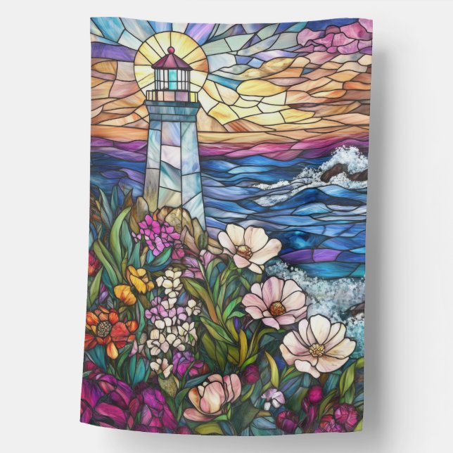 Stained Glass Lighthouse House Flag (Front)