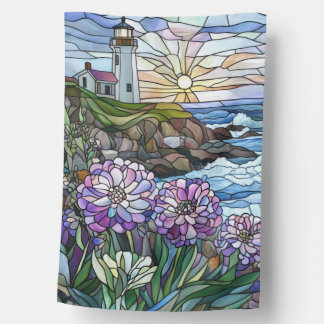 Stained Glass Lighthouse House Flag
