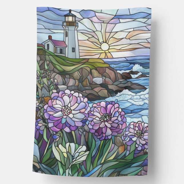 Stained Glass Lighthouse House Flag (Front)