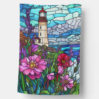 Stained Glass Lighthouse House Flag
