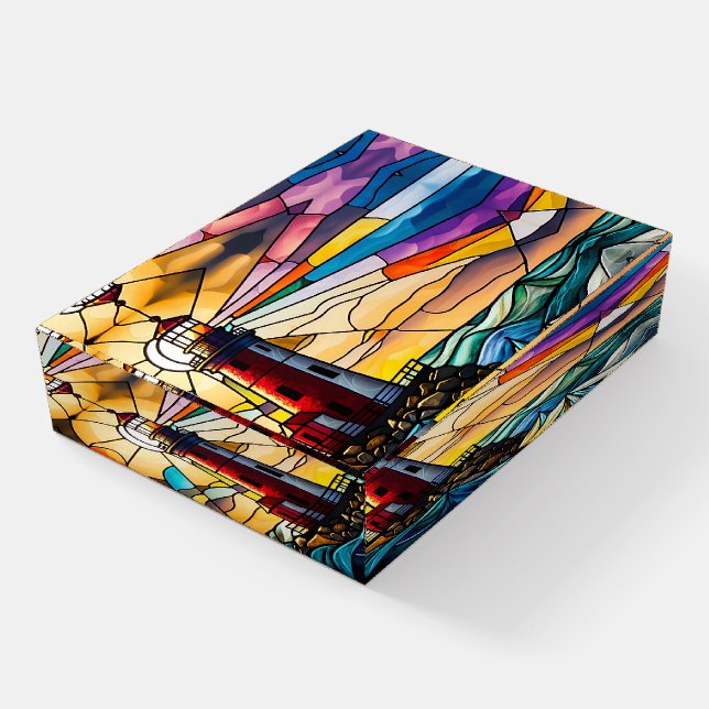 Stained Glass Lighthouse Paperweight (Angled)