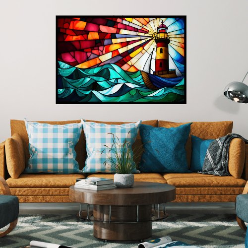 Stained Glass Lighthouse Poster