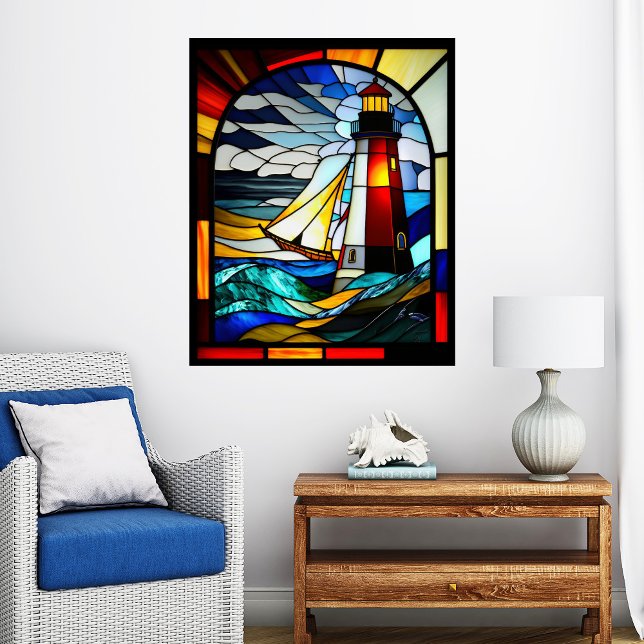 Stained Glass Lighthouse & Ship Poster (Creator Uploaded)