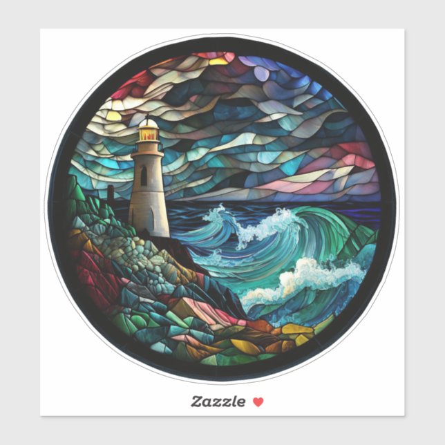 Stained Glass Lighthouse Sticker (Sheet)