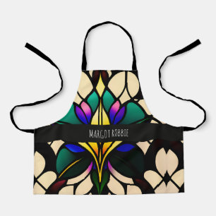 Stained glass lily Green Mosaic Pattern Apron