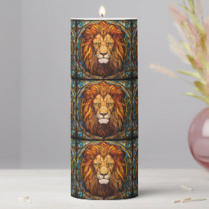 Stained Glass Lion Candle