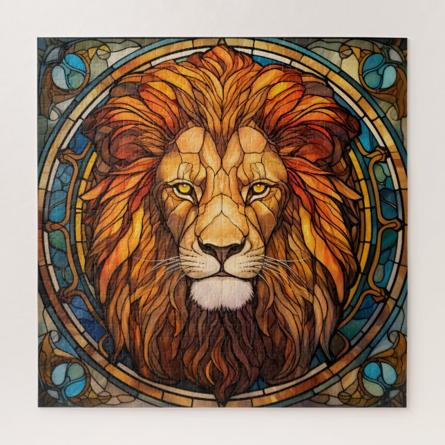 Stained Glass Lion Puzzle (Vertical)