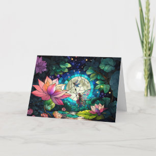 Stained Glass Little Fairy With Dragonfly Card