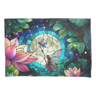 Stained Glass Little Fairy With Dragonfly Pillow Case