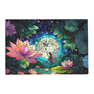 Stained Glass Little Fairy With Dragonfly Placemat