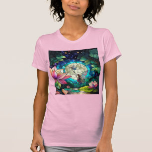 Stained Glass Little Fairy With Dragonfly T-Shirt