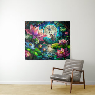 Stained Glass Little Fairy With Dragonfly Tapestry