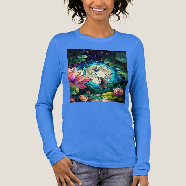 Stained Glass Little Fairy With Dragonfly Tri-Blend Shirt (Front)