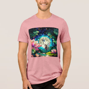 Stained Glass Little Fairy With Dragonfly Tri-Blend Shirt