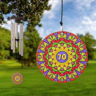 Stained Glass Look 70th or Any Birthday / Initials Wind Chime