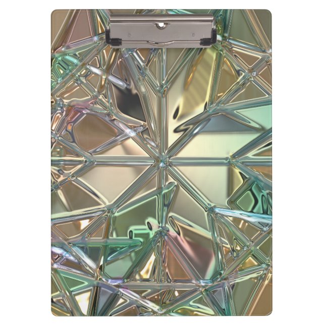 Stained glass look abstract teal pink gold clipboard (Front)