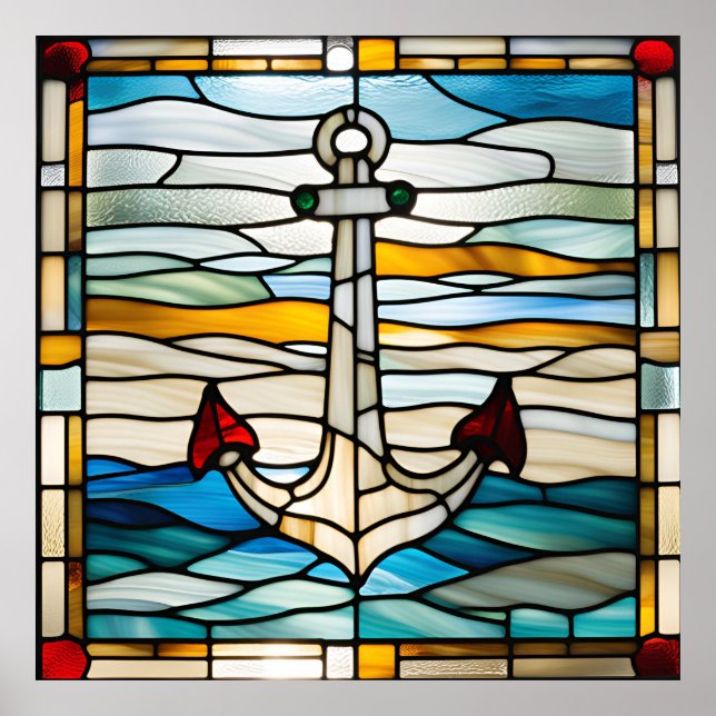 Stained Glass Look Anchor Downloadable Design Poster (Front)