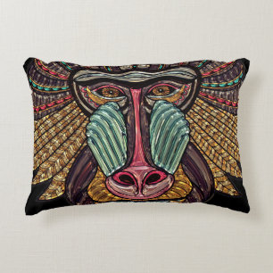 Stained glass look baboon animal african art accent pillow