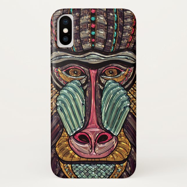 Stained glass look baboon animal african art Case-Mate iPhone case (Back)