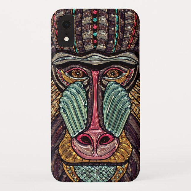 Stained glass look baboon animal african art Case-Mate iPhone case (Back)