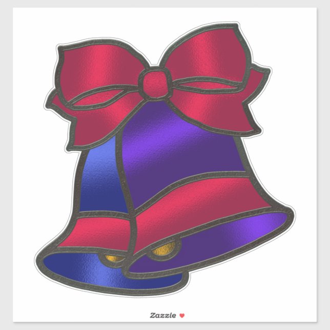 Stained Glass Look Bells with Bow Christmas Sticker (Sheet)