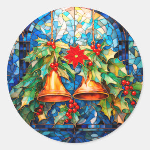 Stained Glass Look Christmas Classic Round Sticker