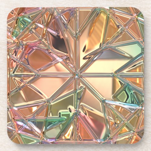 Stained glass look colorful abstract beverage coaster