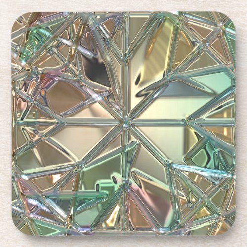 Stained glass look colorful abstract beverage coaster