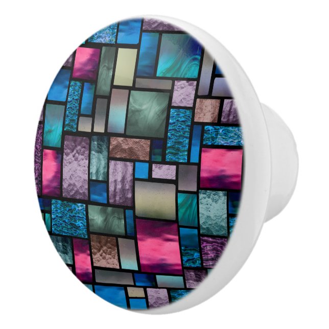 Stained Glass Look Colorful Abstract Ceramic Knob (Right)