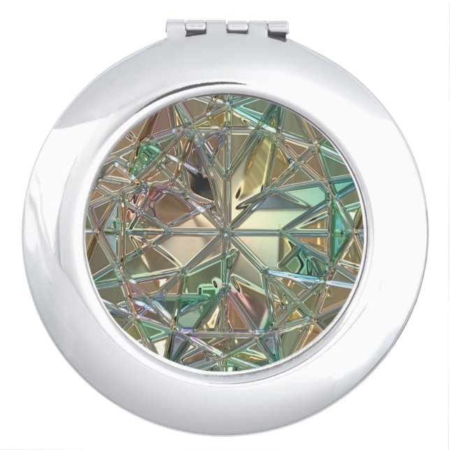 Stained glass look colorful abstract makeup mirror (Front)