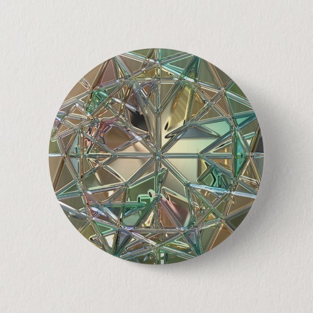 Stained glass look colorful abstract pinback button (Front)