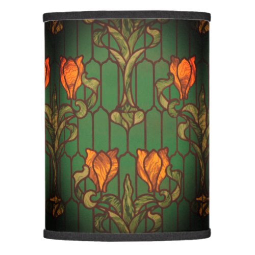 Stained glass look floral art nouveau flowers  lamp shade