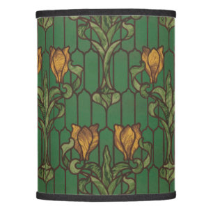 Stained glass look floral art nouveau flowers  lamp shade