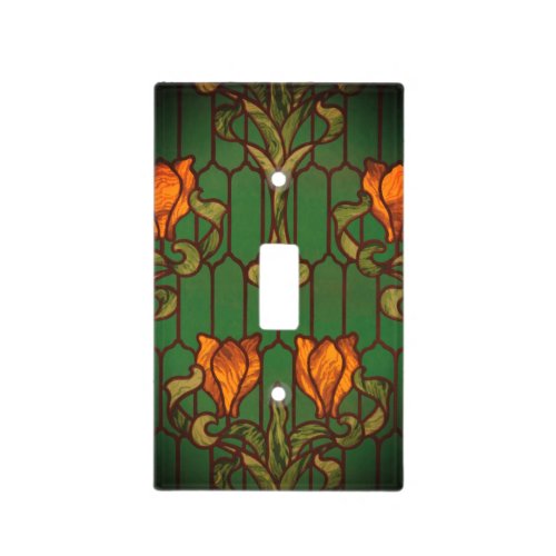 Stained glass look floral art nouveau flowers  light switch cover