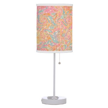 "stained Glass Look" In Peach Pink Aqua And White  Table Lamp by whatawonderfulworld at Zazzle