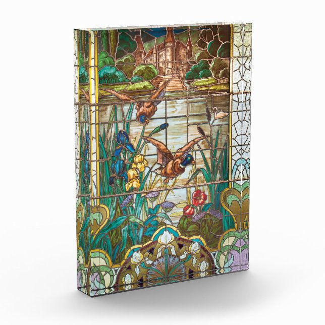 Stained glass look mallard ducks photo block (Left)