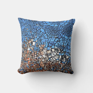 Stained Glass look mosaic abstract Throw Pillow