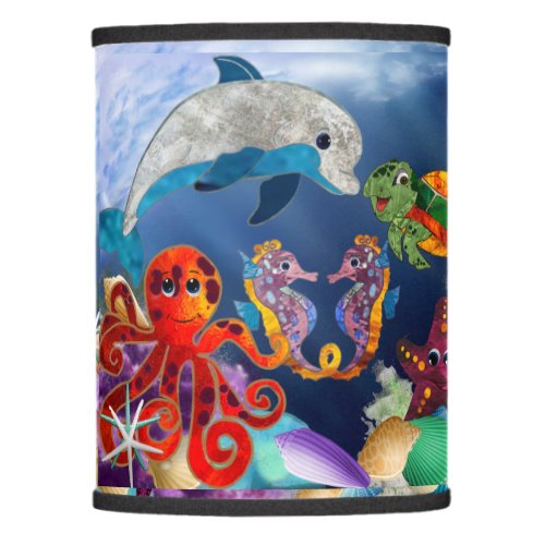 Stained_Glass Look Ocean Friends Lamp Shade
