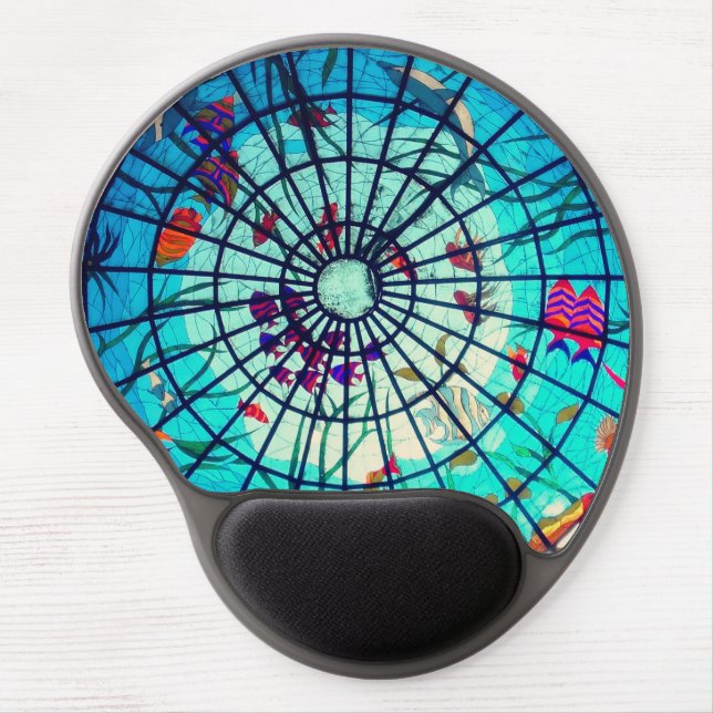 Stained glass look ocean tropical fish gel mouse pad (Front)