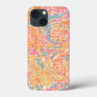 STAINED GLASS LOOK /PASTEL PEACH PINK BLUE COLORS 