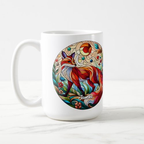 Stained Glass Look Red Fox Coffee Mug